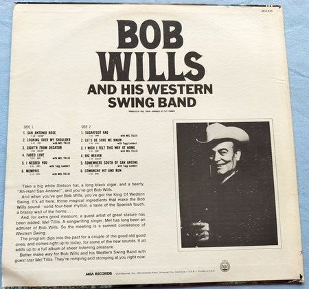 Bob Wills ‎– King Of Western Swing (1977) LP = als nieuw