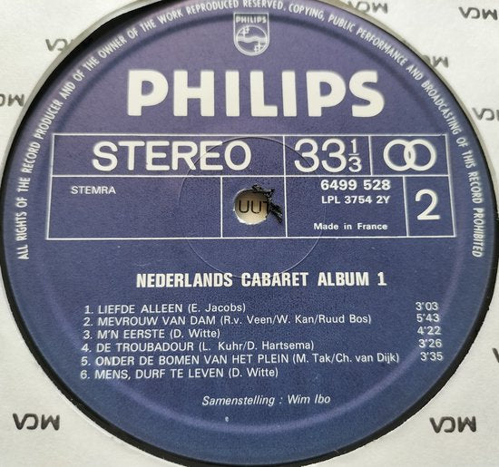 Nederlands Cabaret Album 1. 24 Liedjes Van Toen En Nu,(1973) 2XLP