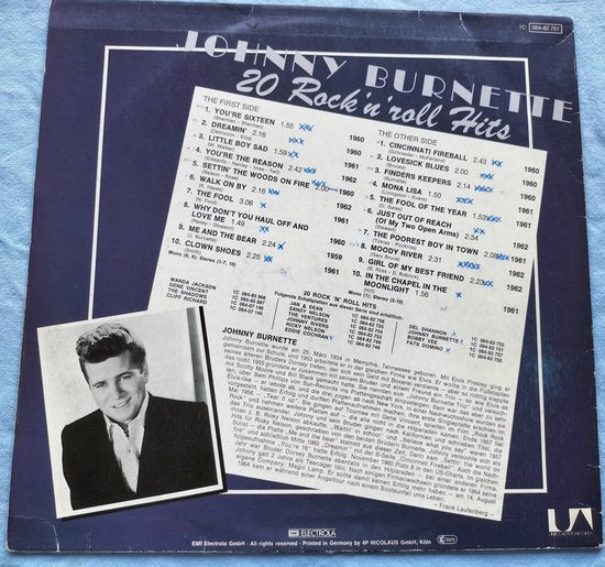 Johnny Burnette – 20 Rock 'N' Roll Hits ( 1979) LP