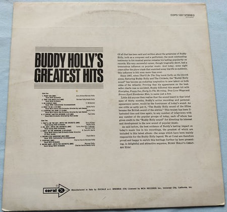 Buddy Holly's Greatest Hits (1967) LP