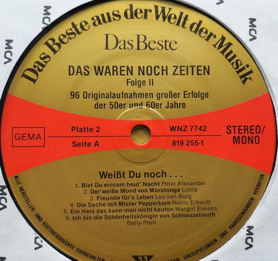 Das Waren Noch Zeiten 96 Originalaufnahmen Großer Erfolge Der 50er Und 60er Jahre) 8XLP= als nieuw