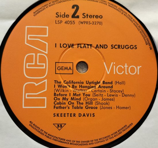 Skeeter Davis – I Love Flatt & Scruggs (1968) LP = als nieuw