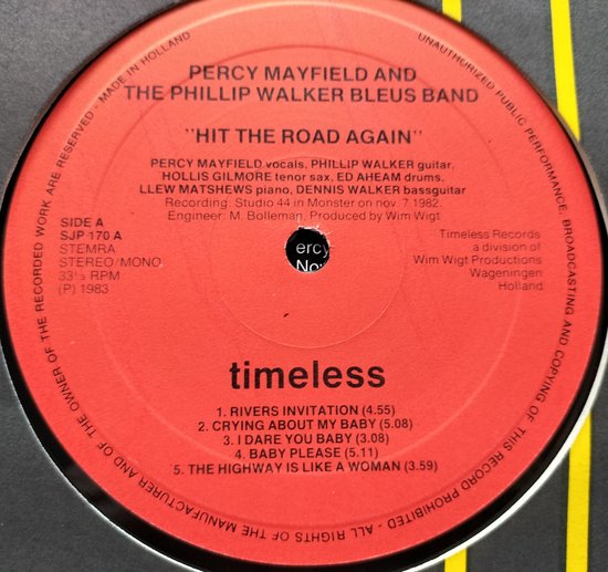 Percy Mayfield With The Phillip Walker Blues Band ‎– Hit The Road Again (1983) LP