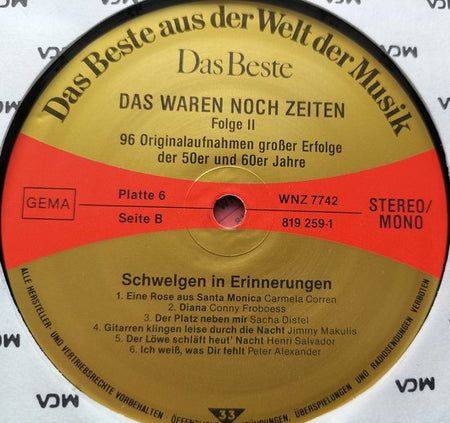 Das Waren Noch Zeiten 96 Originalaufnahmen Großer Erfolge Der 50er Und 60er Jahre) 8XLP= als nieuw