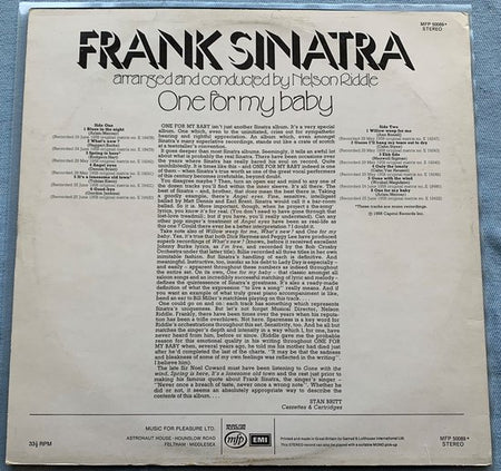 FRANK SINATRA ONE FOR MY BABY 1973 LP IS IN NIEUWSTAAT HOES ZIE FOTO'S