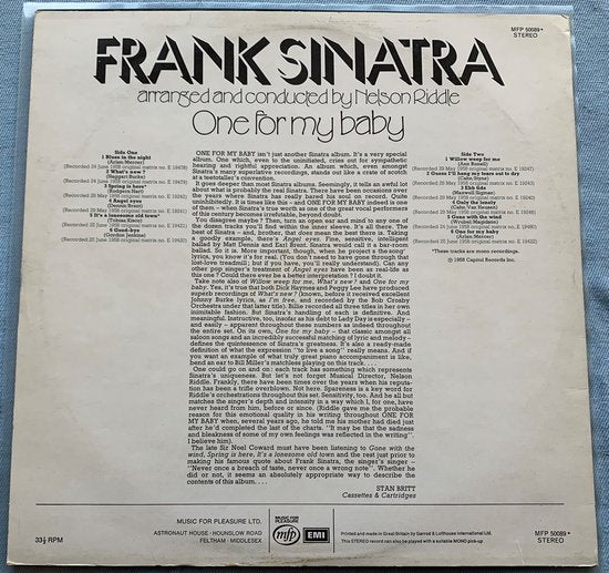 FRANK SINATRA ONE FOR MY BABY 1973 LP IS IN NIEUWSTAAT HOES ZIE FOTO'S