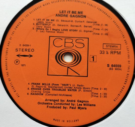 André Gagnon – Let It Be Me (1971) LP = als nieuw