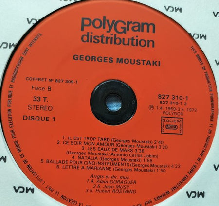 Georges Moustaki ‎– Versions Originales - Coffret (1973) 3XLP