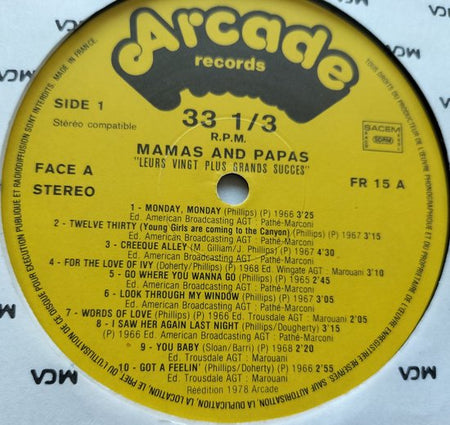 The Mamas & Papas – Leurs 20 Plus Grands Succès (1978) LP= als nieuw