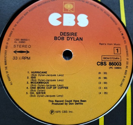 Bob Dylan - Desire (1976) LP= als nieuw