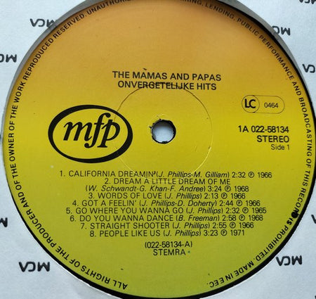 The Mamas & The Papas – Onvergetelijke Hits (1980) LP=als nieuw