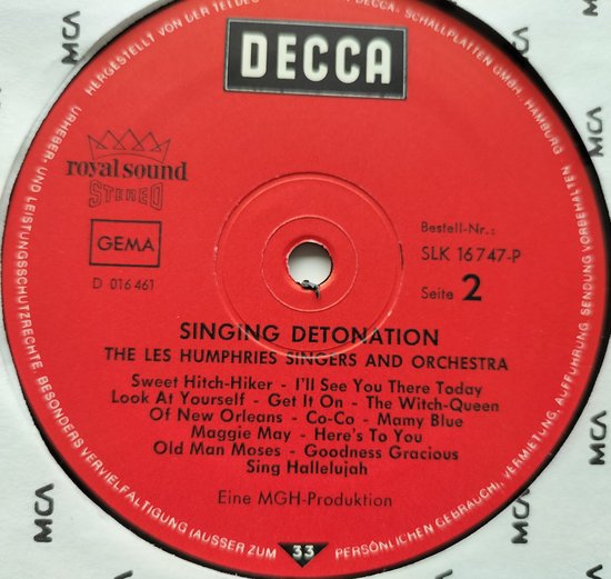 The Les Humphries Singers And Orchestra – Singing Detonation (1972) LP = als nieuw