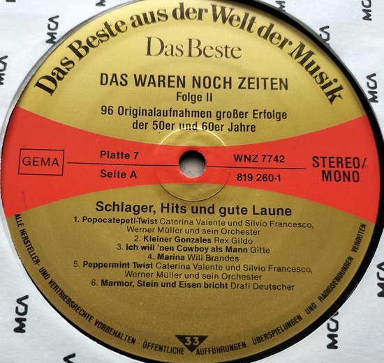 Das Waren Noch Zeiten 96 Originalaufnahmen Großer Erfolge Der 50er Und 60er Jahre) 8XLP= als nieuw