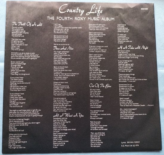Roxy Music - Country Life (1974) LP = als nieuw