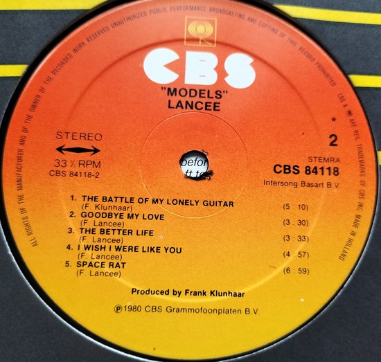 Lancee - Models (1980)LP = als nieuw Ned. Band