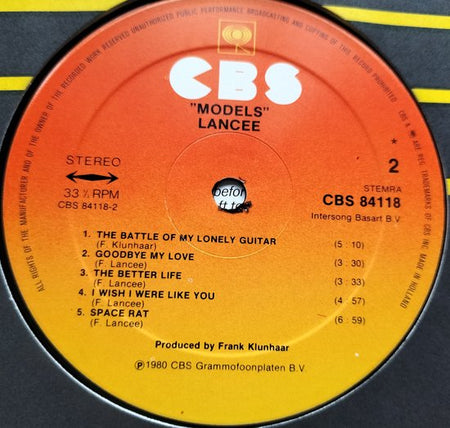 Lancee - Models (1980)LP = als nieuw Ned. Band