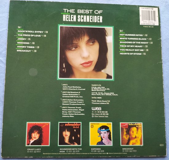 Helen Schneider – The Best Of Helen Schneider (1984) LP
