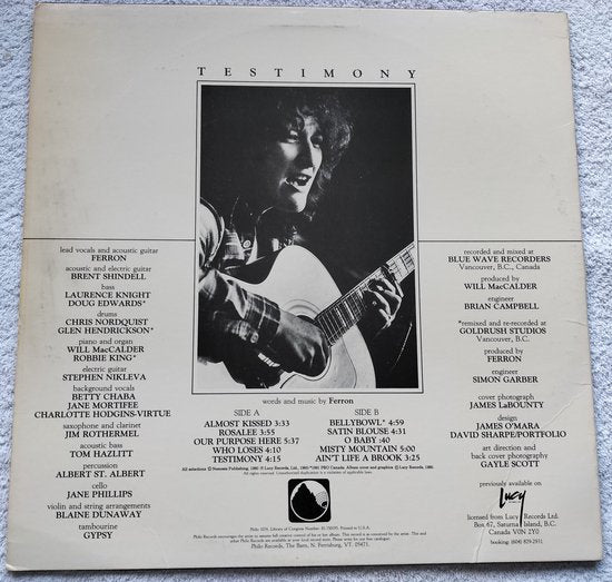 Ferron - Testimony (1980) LP = als nieuw ( lesbische LP)