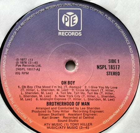 Brotherhood Of Man – Oh Boy! (1977) LP = als nieuw