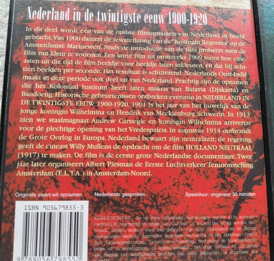 VHS Nederland in de twintigste eeuw ( 1900-2000) 10 Orginele VHS Tapes.