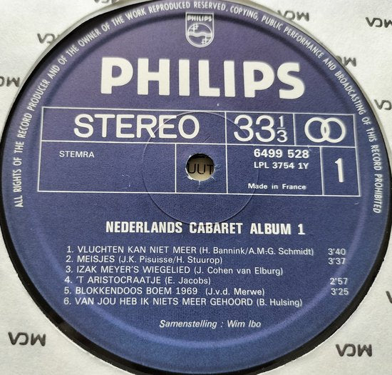 Nederlands Cabaret Album 1. 24 Liedjes Van Toen En Nu,(1973) 2XLP