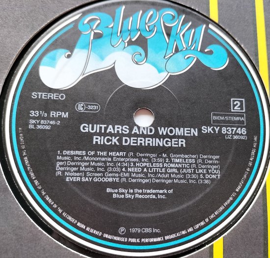 Rick Derringer - Guitars and Women (1979) LP
