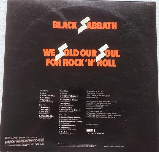 Black Sabbath - We Sold Our Soul for Rock 'N' Roll (1975) 2XLP