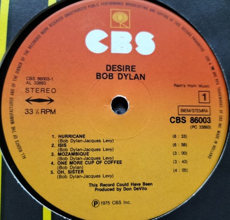 Bob Dylan - Desire (1976) LP= als nieuw