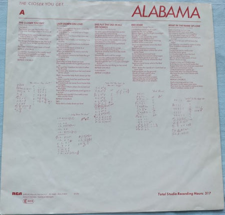 Alabama – The Closer You Get...(1983) LP= als nieuw