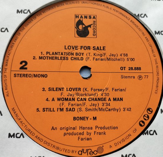 Boney M. - Love for Sale (1977) LP