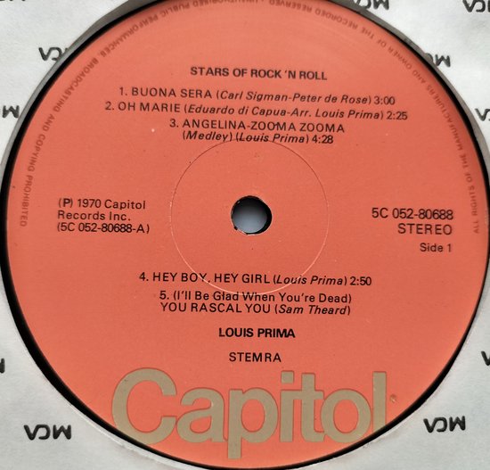 Louis Prima – Rock 'N' Roll History (1970) LP