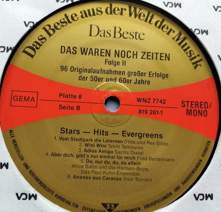Das Waren Noch Zeiten 96 Originalaufnahmen Großer Erfolge Der 50er Und 60er Jahre) 8XLP= als nieuw