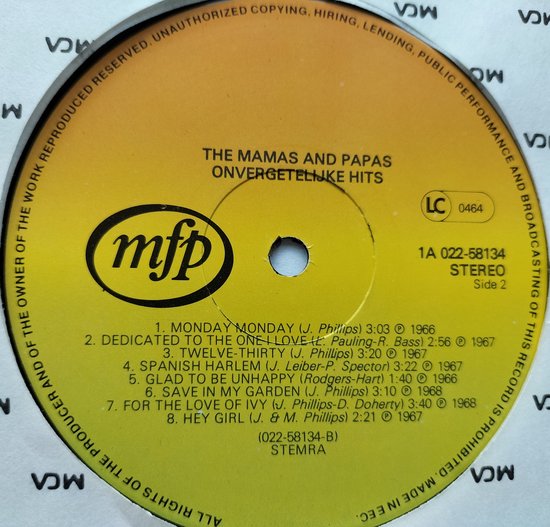 The Mamas & The Papas – Onvergetelijke Hits (1980) LP=als nieuw