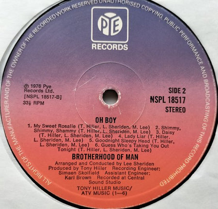 Brotherhood Of Man – Oh Boy! (1977) LP = als nieuw