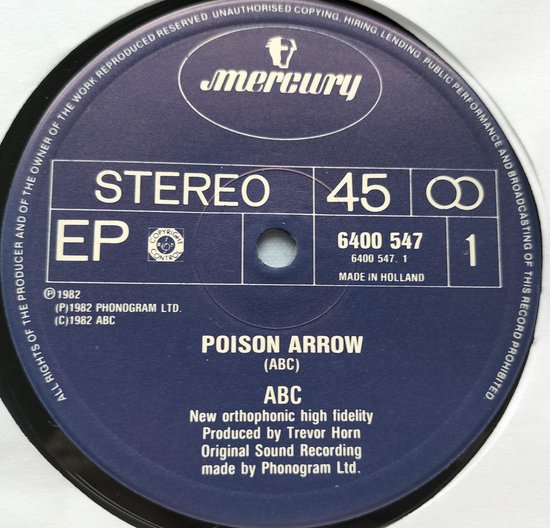ABC – Poison Arrow (1982) LP 12", 45 RPM, EP (Soft Cover)