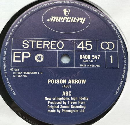 ABC – Poison Arrow (1982) LP 12", 45 RPM, EP (Soft Cover)