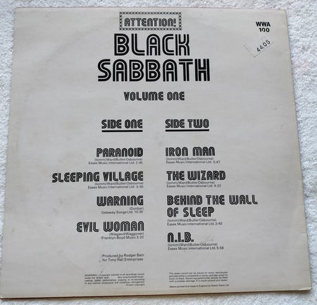 Black Sabbath – Attention! Black Sabbath Volume One (1973) LP