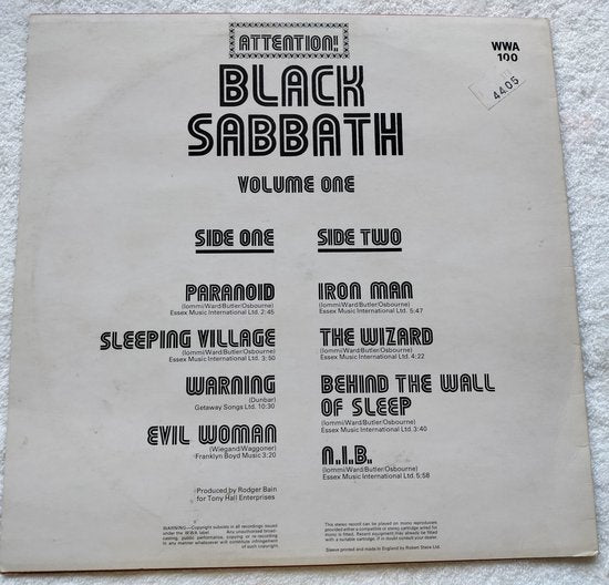 Black Sabbath – Attention! Black Sabbath Volume One (1973) LP