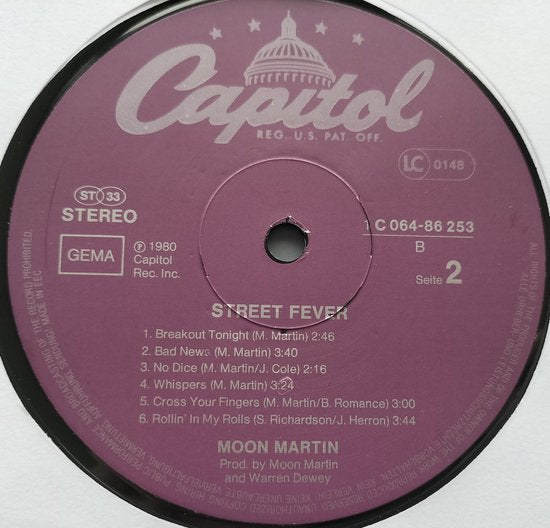 Moon Martin - Street Fever (1980) LP = als nieuw