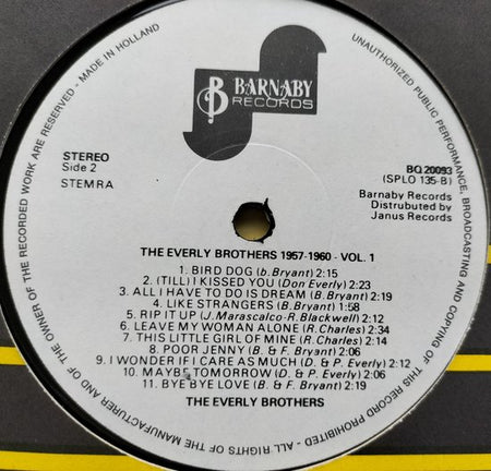 The Everly Brothers – The Everly Brothers 1957-1960 Vol.1 (1974) LP