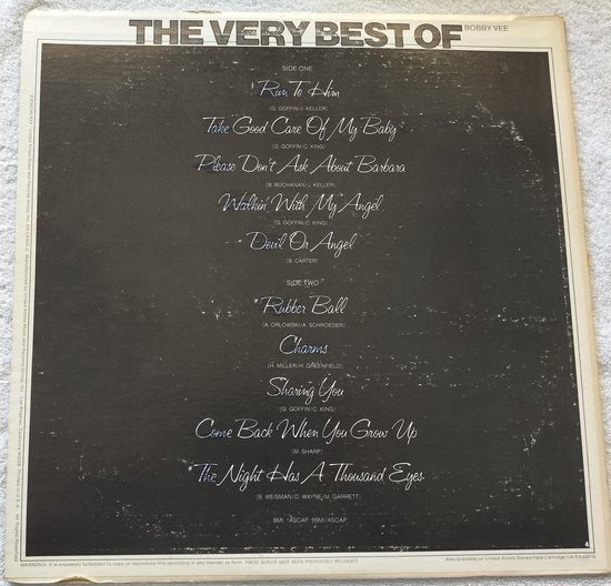 Bobby Vee ‎– The Very Best Of Bobby Vee (1975) LP
