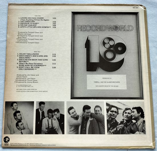 Tompall & The Glaser Brothers  – Vocal Group Of The Decade (1975) LP = in Nieuwstaat