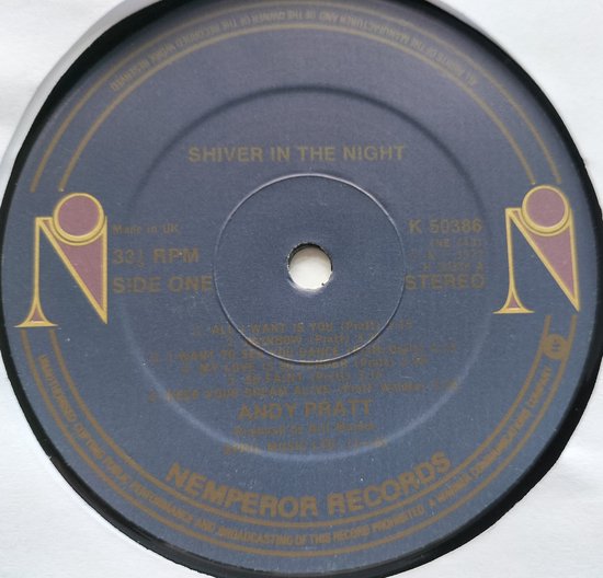 Andy Pratt - Shiver in the Night (1977) LP = als nieuw