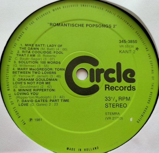Romantische Popsongs 2 2XLP = als nieuw