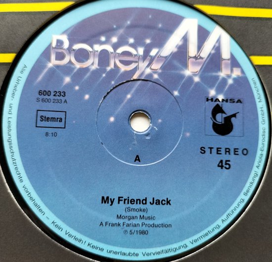 Boney M. – My Friend Jack / I See A Boat (On The River) (1980) LP, 12", 45 RPM
