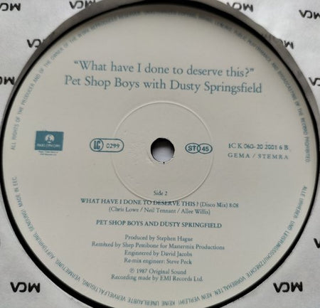 Pet Shop Boys With Dusty Springfield – What Have I Done To Deserve This? (1987) LP = als nieuw