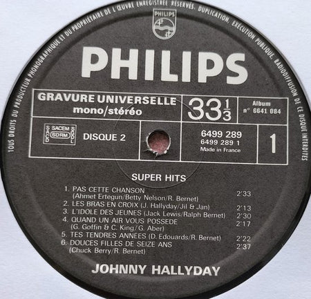 Johnny Hallyday - Super Hits (1976) 2XLP