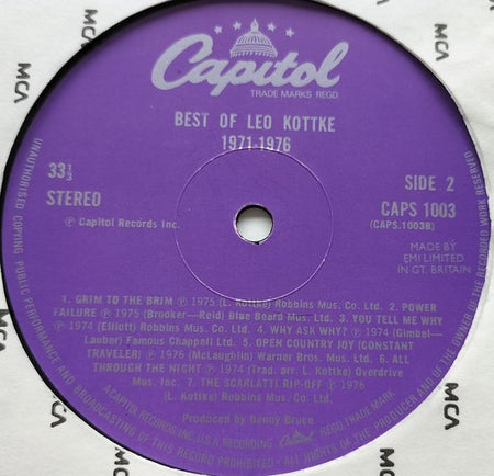 Leo Kottke – Best Of Leo Kottke 1971-1976 LP