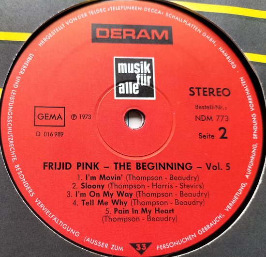 Frijid Pink – The Beginning Vol. 5 (1973) LP