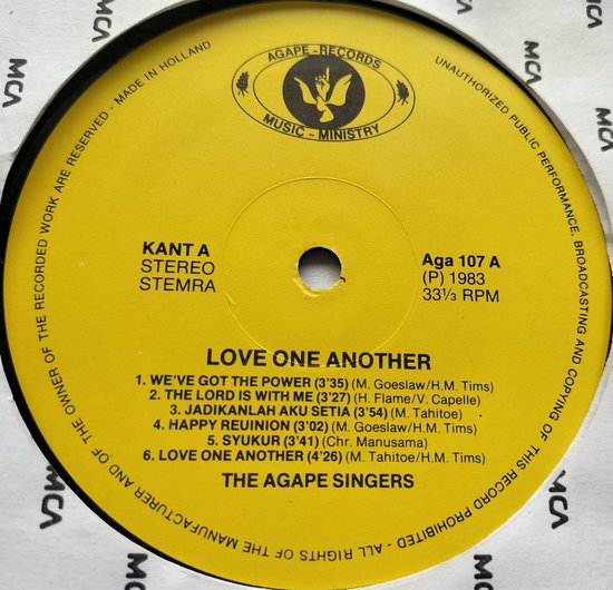 The Agape Singers – Love One Another (1983) LP= als nieuw